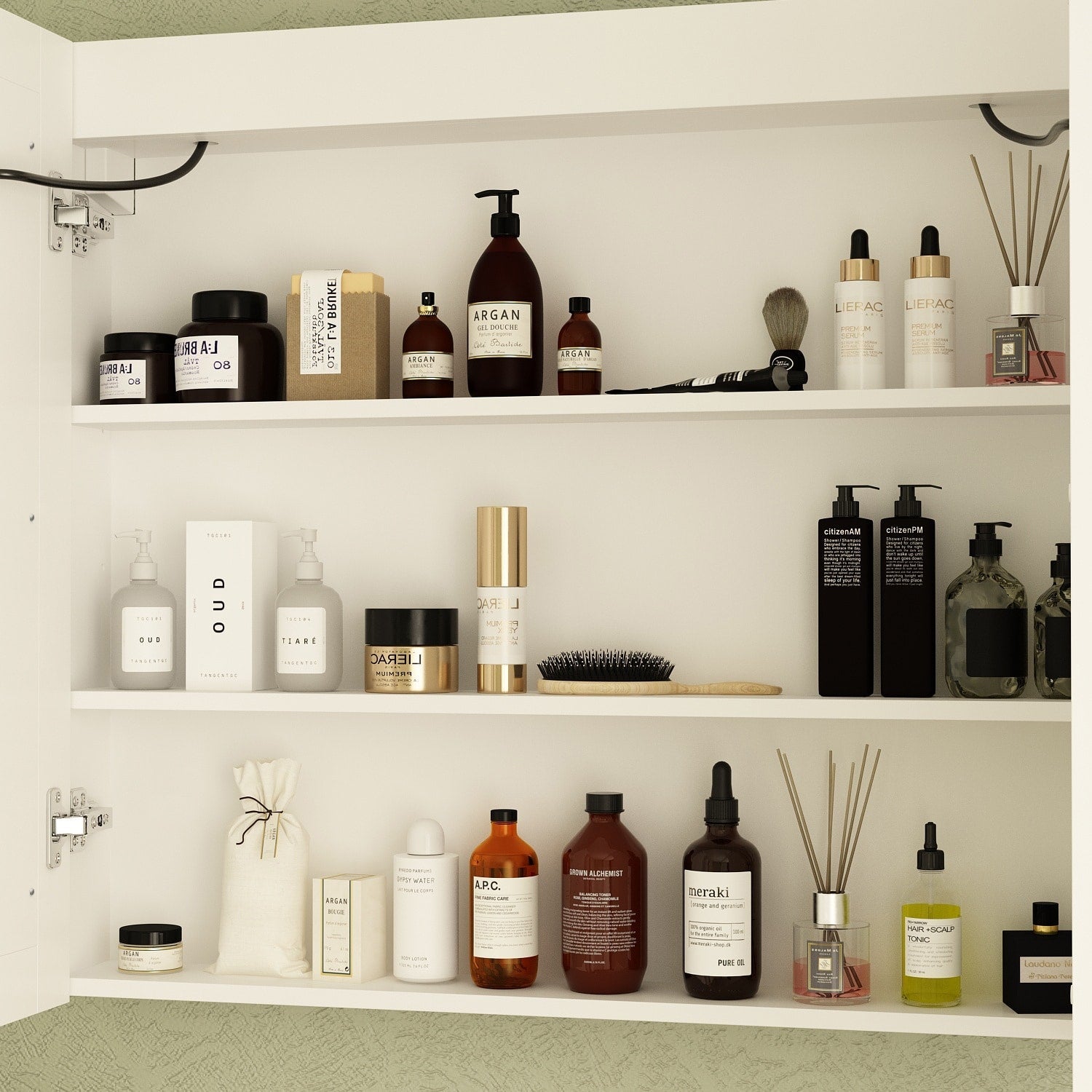 Armoire à miroir de salle de bain avec éclairage LED, anti-buée, 6000K, blanche.