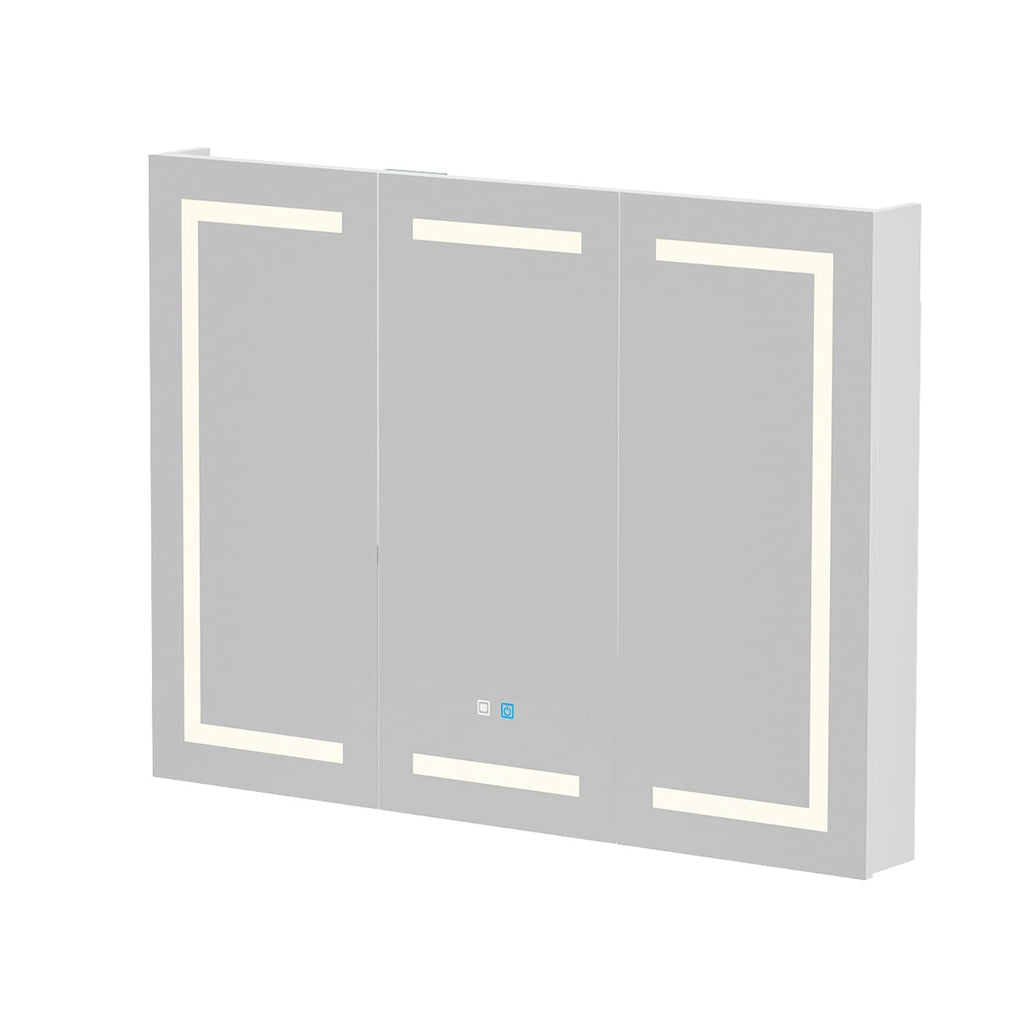 Armoire à miroir de salle de bain avec éclairage LED, anti-buée, 6000K, blanche.