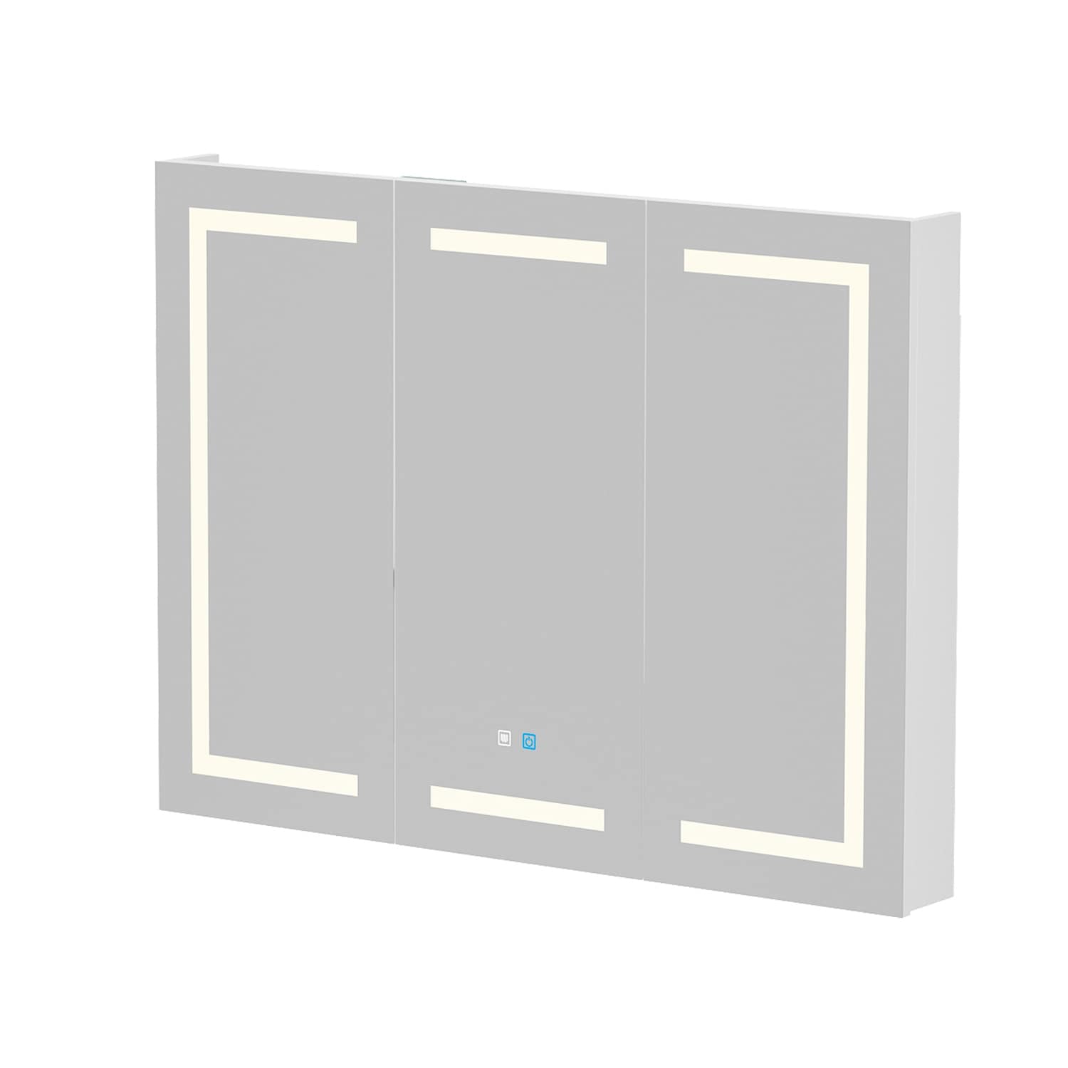 Armoire à miroir de salle de bain avec éclairage LED, anti-buée, 6000K, blanche.