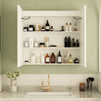 Armoire à miroir de salle de bain avec éclairage LED, anti-buée, 6000K, blanche.