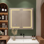Armoire à miroir de salle de bain avec éclairage LED, anti-buée, 6000K, blanche.
