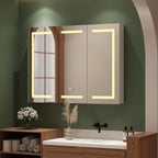 Armoire à miroir de salle de bain avec éclairage LED, anti-buée, 6000K, blanche.
