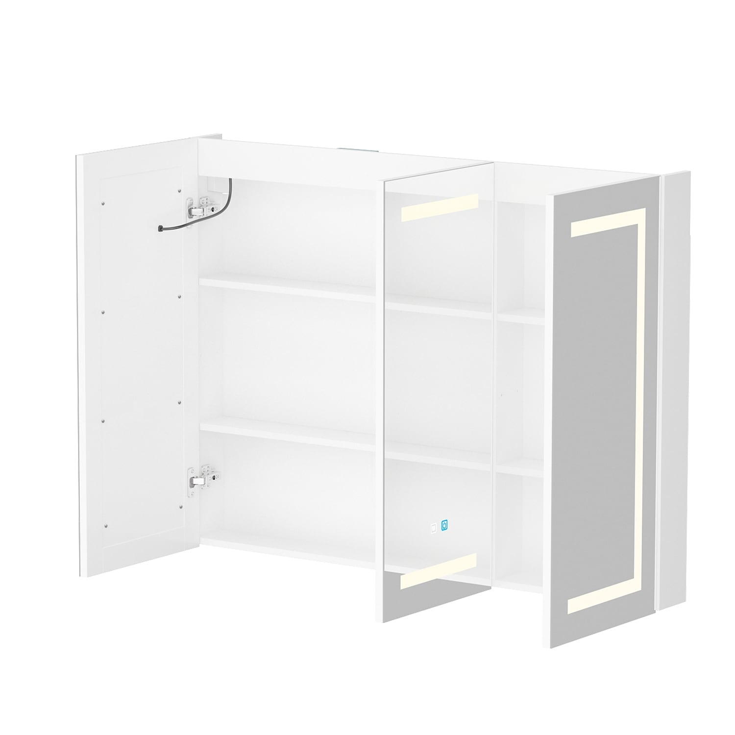 Armoire à miroir de salle de bain avec éclairage LED, anti-buée, 6000K, blanche.