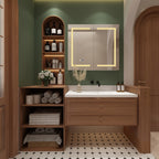 Armoire à miroir de salle de bain avec éclairage LED, anti-buée, 6000K, blanche.