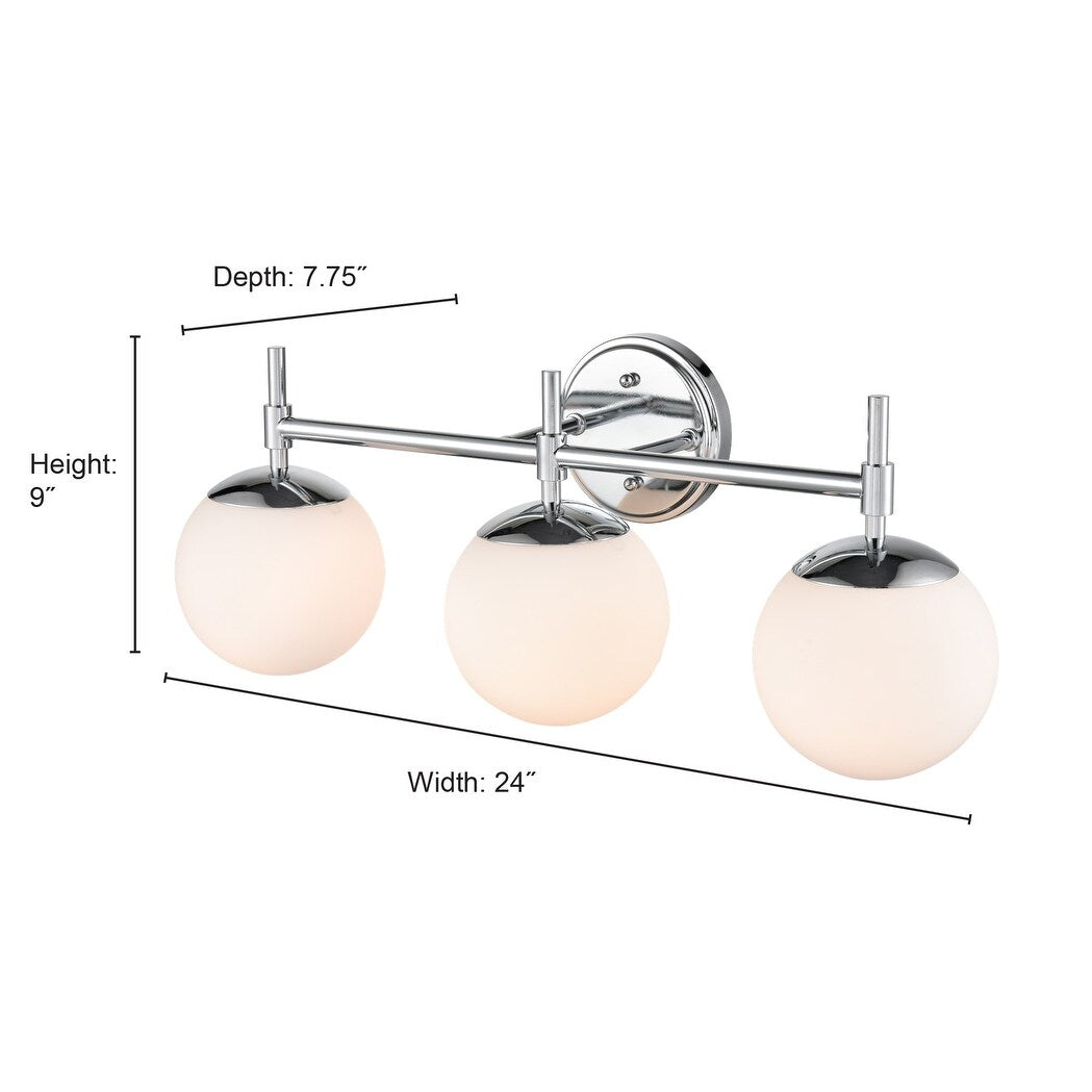 929 Lighting Lustre de salle de bain à 3 lumières avec finitions multiples et abat-jours en verre opale