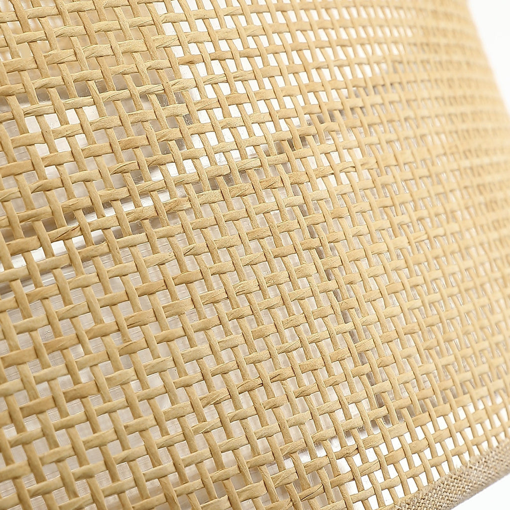 Luminaire à suspension à 5 lumières en forme de tambour noir de style côtier avec abat-jour double en rotin - 61 cm de largeur