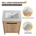 Meuble-lavabo de salle de bain Beingnext 24/30/36 avec lavabo, meuble-lavabo de salle de bain autoportant avec porte à fermeture amortie et étagère réglable