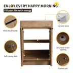 Meuble-lavabo de salle de bain Beingnext 24/30/36 avec lavabo, meuble-lavabo de salle de bain autoportant avec porte à fermeture amortie et étagère réglable