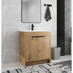 Meuble-lavabo de salle de bain Beingnext 24/30/36 avec lavabo, meuble-lavabo de salle de bain autoportant avec porte à fermeture amortie et étagère réglable