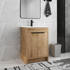 Meuble-lavabo de salle de bain Beingnext 24/30/36 avec lavabo, meuble-lavabo de salle de bain autoportant avec porte à fermeture amortie et étagère réglable