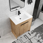 Meuble-lavabo de salle de bain Beingnext 24/30/36 avec lavabo, meuble-lavabo de salle de bain autoportant avec porte à fermeture amortie et étagère réglable