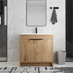 Meuble-lavabo de salle de bain Beingnext 24/30/36 avec lavabo, meuble-lavabo de salle de bain autoportant avec porte à fermeture amortie et étagère réglable