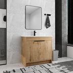 Meuble-lavabo de salle de bain Beingnext 24/30/36 avec lavabo, meuble-lavabo de salle de bain autoportant avec porte à fermeture amortie et étagère réglable