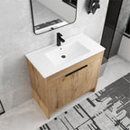 Meuble-lavabo de salle de bain Beingnext 24/30/36 avec lavabo, meuble-lavabo de salle de bain autoportant avec porte à fermeture amortie et étagère réglable