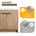 Meuble-lavabo de salle de bain Beingnext 24/30/36 avec lavabo, meuble-lavabo de salle de bain autoportant avec porte à fermeture amortie et étagère réglable