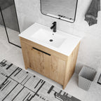 Meuble-lavabo de salle de bain Beingnext 24/30/36 avec lavabo, meuble-lavabo de salle de bain autoportant avec porte à fermeture amortie et étagère réglable