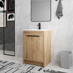 Meuble-lavabo de salle de bain Beingnext 24/30/36 avec lavabo, meuble-lavabo de salle de bain autoportant avec porte à fermeture amortie et étagère réglable