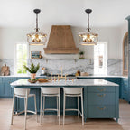 Bella Depot Lustre en bois rustique à 5 lumières, éclairage à intensité variable, luminaire suspendu de style farmhouse réglable de 15,7 pouces pour îlot de cuisine