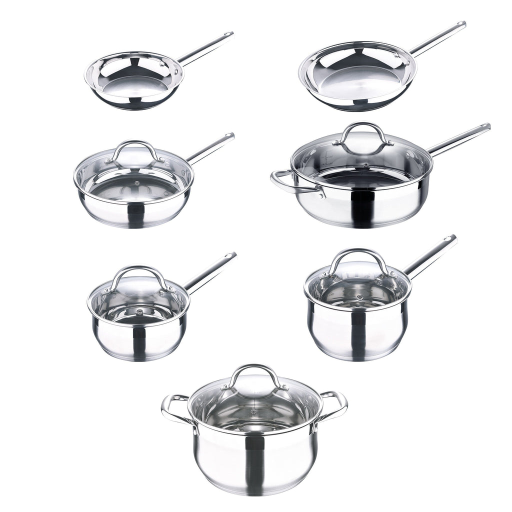 Service de vaisselle en acier inoxydable de 12 pièces, compatible avec le lave-vaisselle et la cuisson à induction, de Bergner.