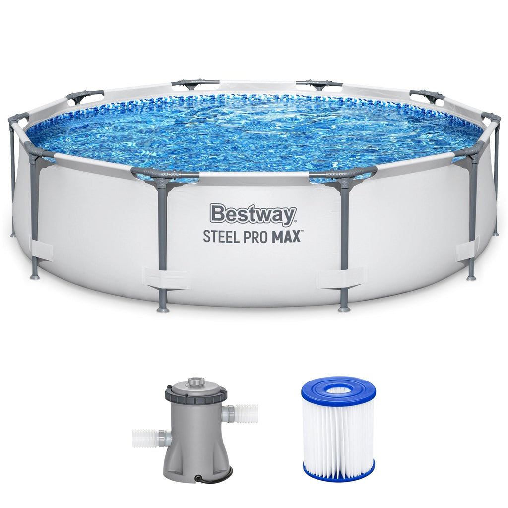 Piscine hors sol Bestway Steel Pro MAX ronde de 305 cm de diamètre et 76 cm de hauteur avec pompe - 305 cm x 76 cm.