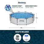 Piscine hors sol Bestway Steel Pro MAX ronde de 305 cm de diamètre et 76 cm de hauteur avec pompe - 305 cm x 76 cm.