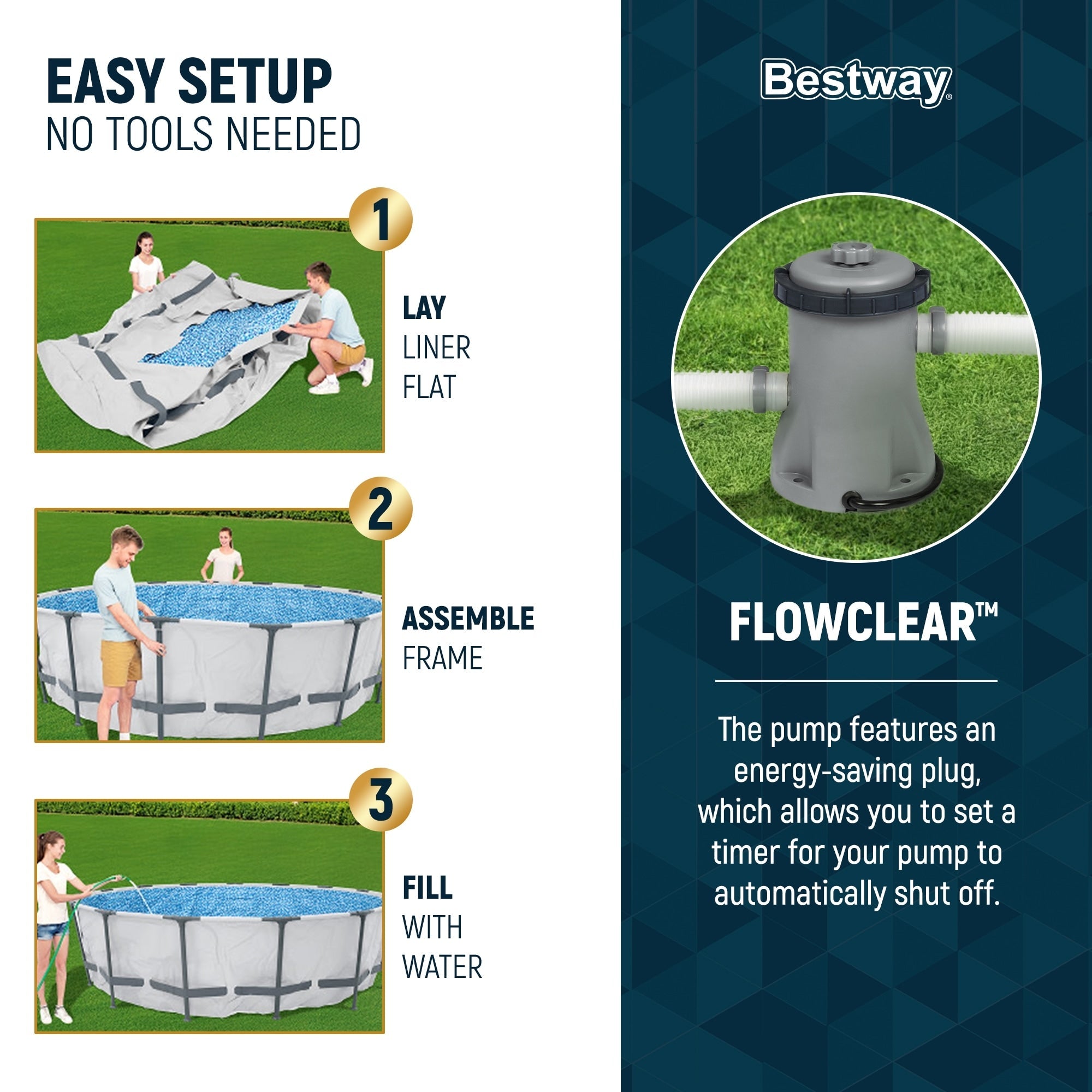 Piscine hors sol Bestway Steel Pro MAX ronde de 305 cm de diamètre et 76 cm de hauteur avec pompe - 305 cm x 76 cm.