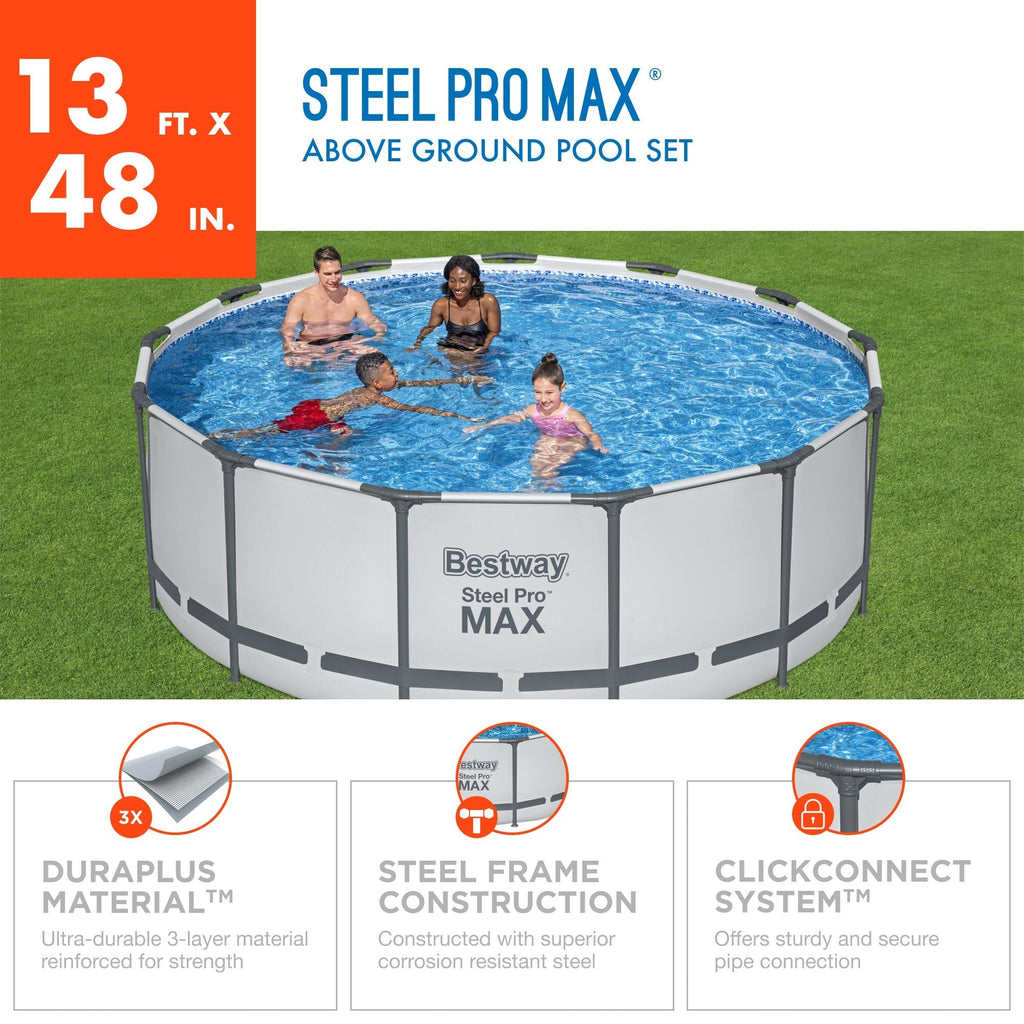 Piscine hors sol Bestway Steel Pro MAX ronde avec pompe et couverture