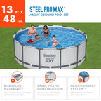 Piscine hors sol Bestway Steel Pro MAX ronde avec pompe et couverture