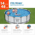 Piscine hors sol Bestway Steel Pro MAX ronde avec pompe et couverture