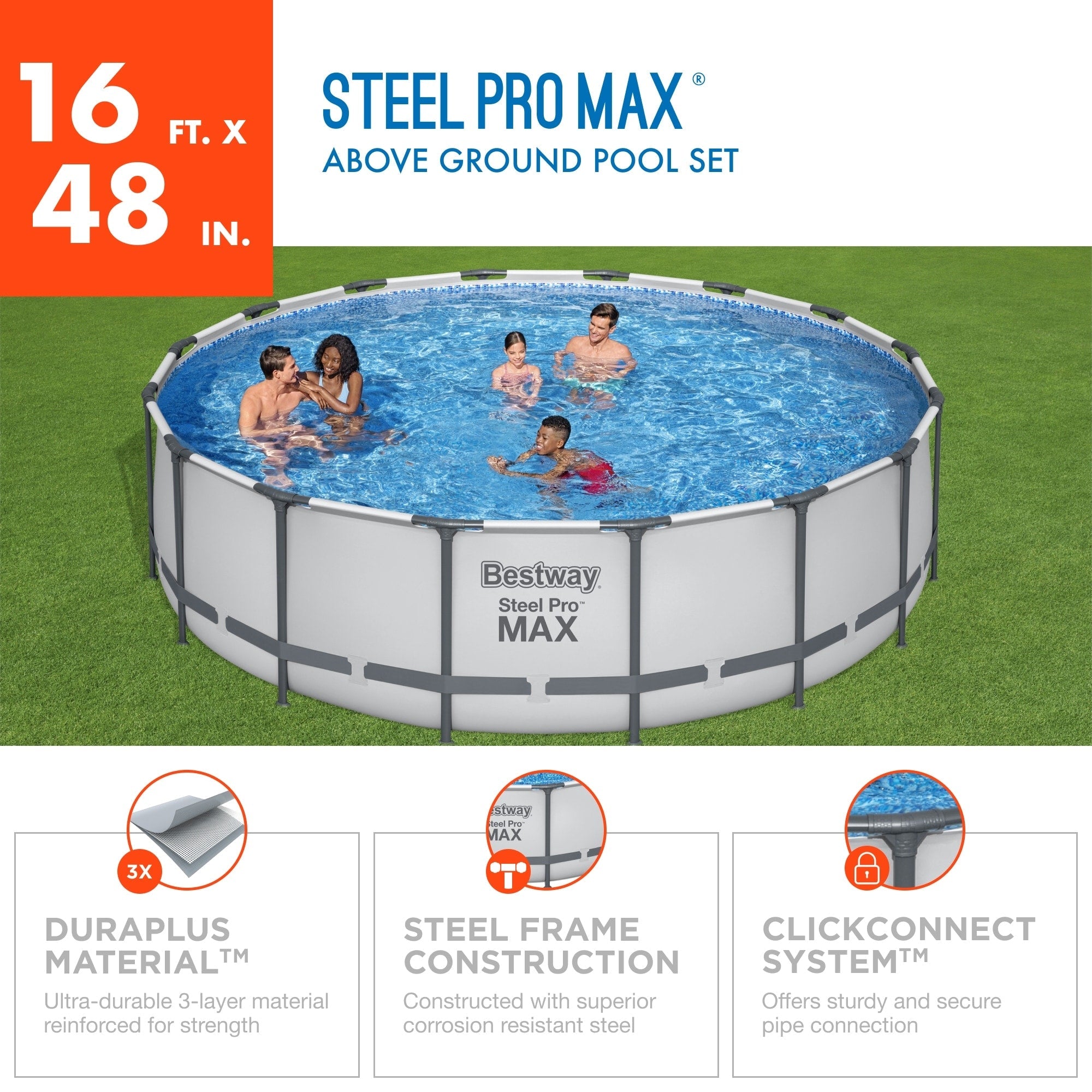 Piscine hors sol Bestway Steel Pro MAX ronde avec pompe et couverture