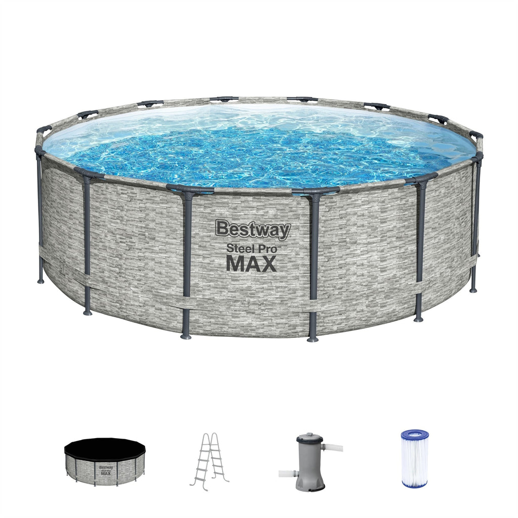 Piscine hors sol Bestway Steel Pro MAX ronde avec pompe et couverture