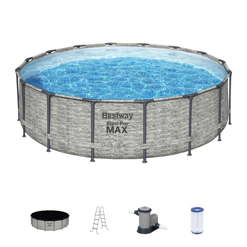 Piscine hors sol Bestway Steel Pro MAX ronde avec pompe et couverture