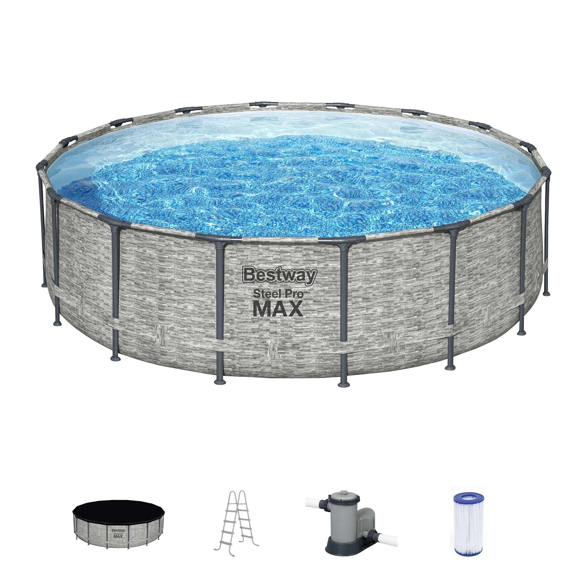 Piscine hors sol Bestway Steel Pro MAX ronde avec pompe et couverture