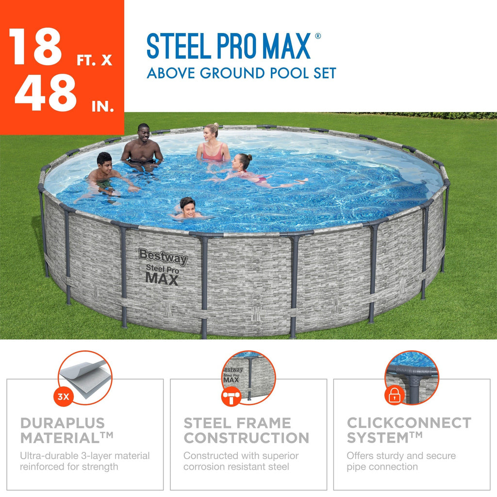 Piscine hors sol Bestway Steel Pro MAX ronde avec pompe et couverture