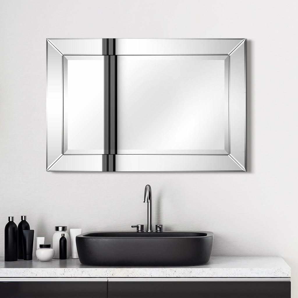 Miroir rectangulaire biseauté transparent haute définition à fixer au mur pour salle de bain, meuble-lavabo, chambre à coucher, 3 tailles