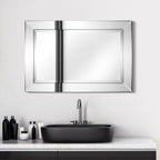 Miroir rectangulaire biseauté transparent haute définition à fixer au mur pour salle de bain, meuble-lavabo, chambre à coucher, 3 tailles