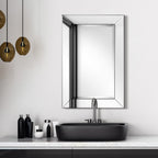 Miroir rectangulaire biseauté transparent haute définition à fixer au mur pour salle de bain, meuble-lavabo, chambre à coucher, 3 tailles