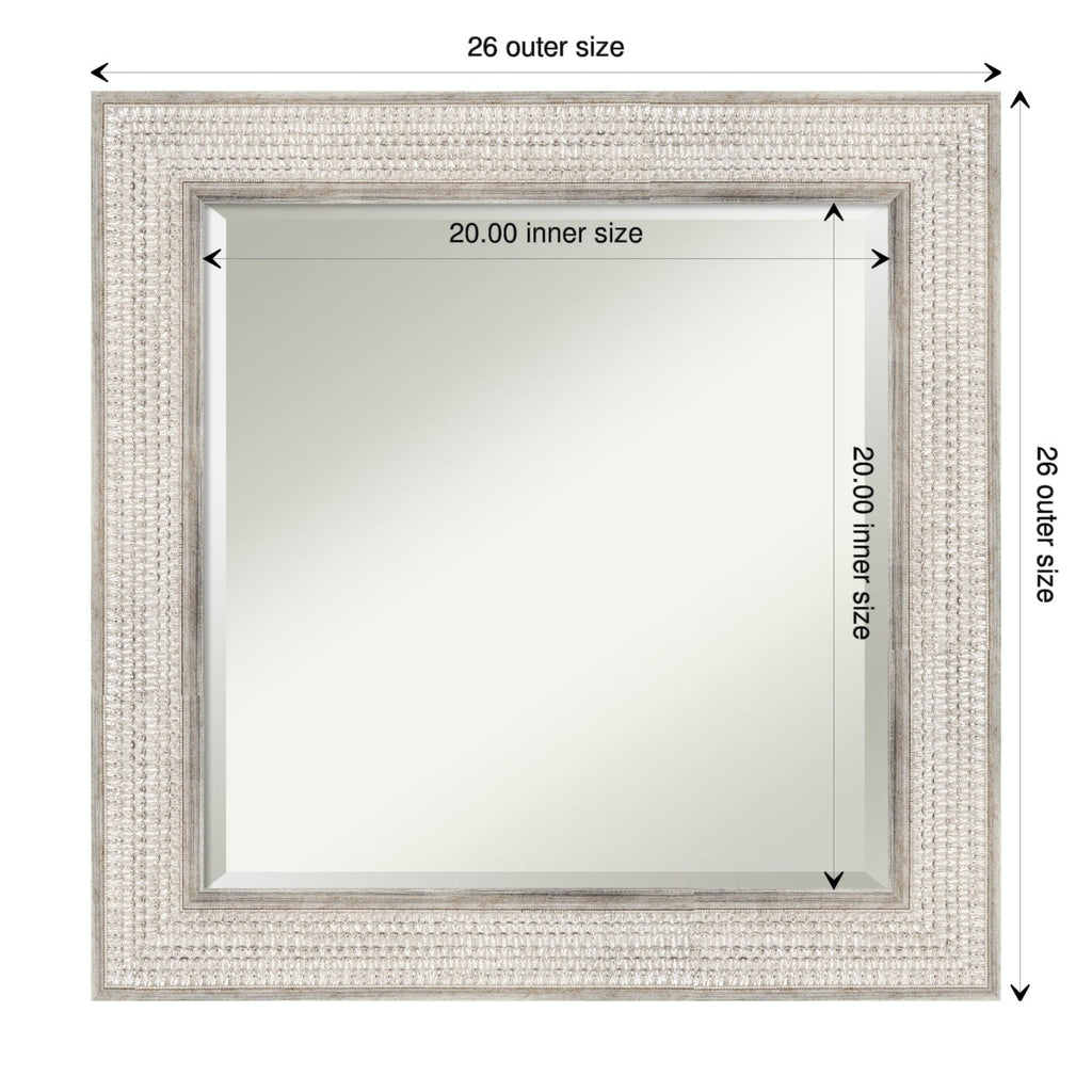 Miroir mural de salle de bain en bois biseauté - Cadre argenté Trellis - Trellis Argenté