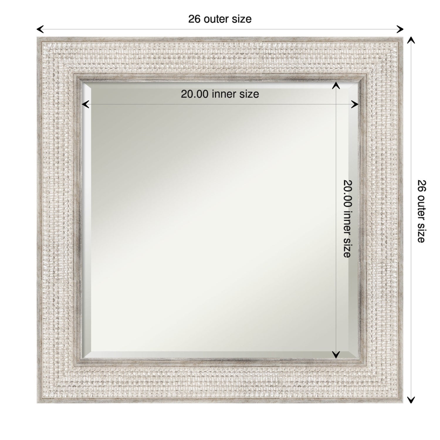 Miroir mural de salle de bain en bois biseauté - Cadre argenté Trellis - Trellis Argenté