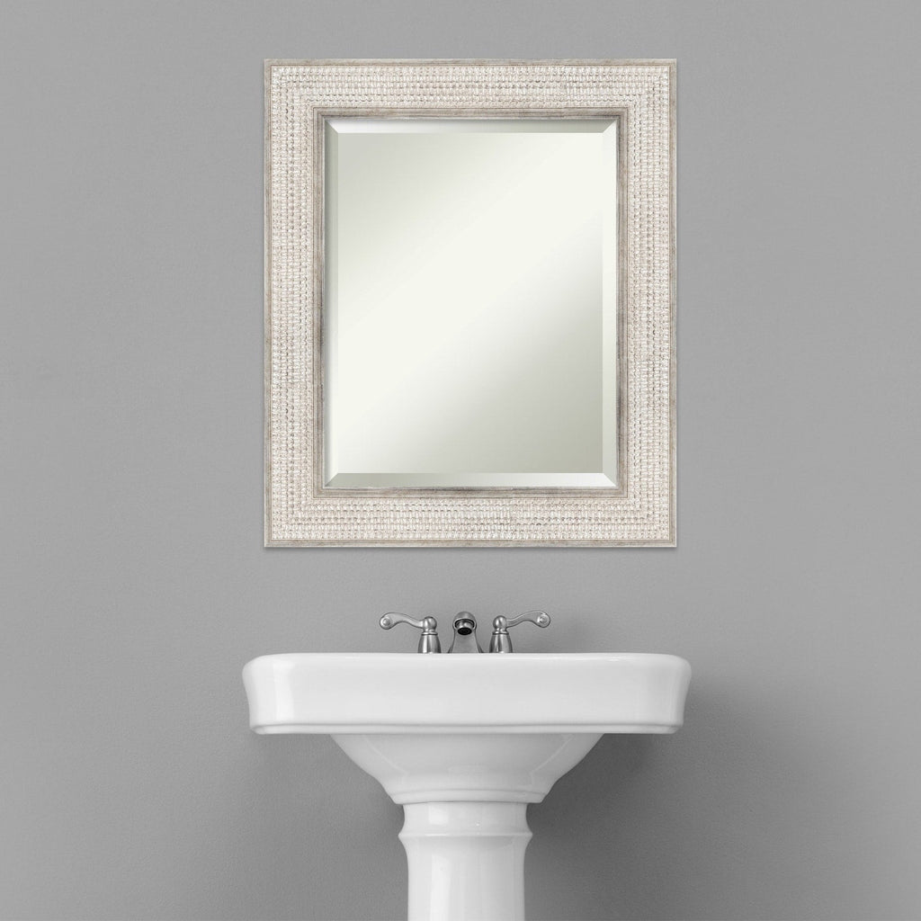 Miroir mural de salle de bain en bois biseauté - Cadre argenté Trellis - Trellis Argenté