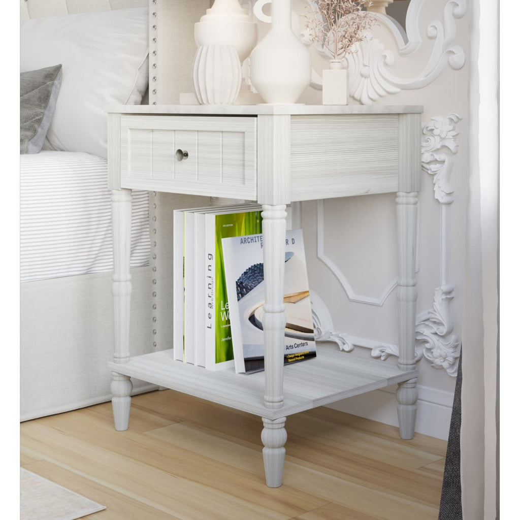 Lit à panneaux capitonné Billy avec 2 tables de chevet