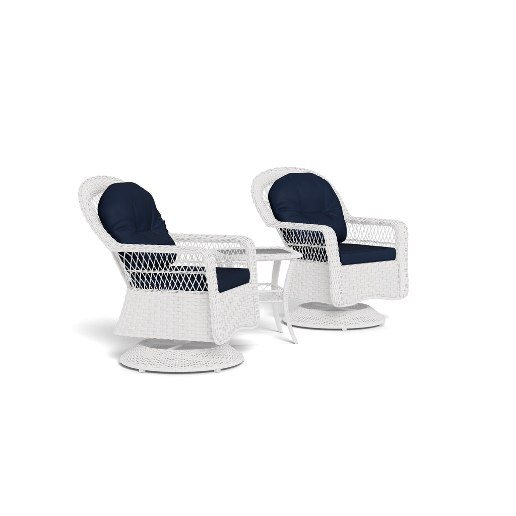 Ensemble de patio pivotant en osier blanc Biloxi Outdoor (3 pièces)