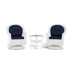 Ensemble de patio pivotant en osier blanc Biloxi Outdoor (3 pièces)