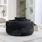 Pouf poire géant noir surdimensionné en chenille de 42,52 pouces avec trois coussins pour chambre à coucher