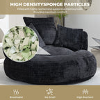 Pouf poire géant noir surdimensionné en chenille de 42,52 pouces avec trois coussins pour chambre à coucher