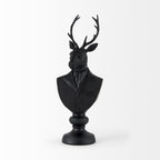 Buste de cerf en résine noire portant un costume - 15,2 cm L x 20,3 cm P x 58,4 cm H