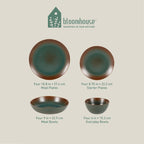 Service de table Bloomhouse Palermo Sun, 16 pièces, assiettes et bols en grès double paroi, émail réactif.