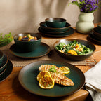 Service de table Bloomhouse Palermo Sun, 16 pièces, assiettes et bols en grès double paroi, émail réactif.