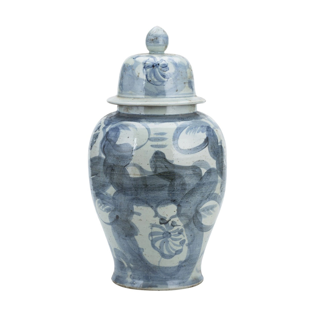 Vase à fleurs de temple en porcelaine bleue et blanche de Silla