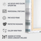 Cœur de plage bleu avec coucher de soleil lointain - Tableau sur toile représentant un bord de mer